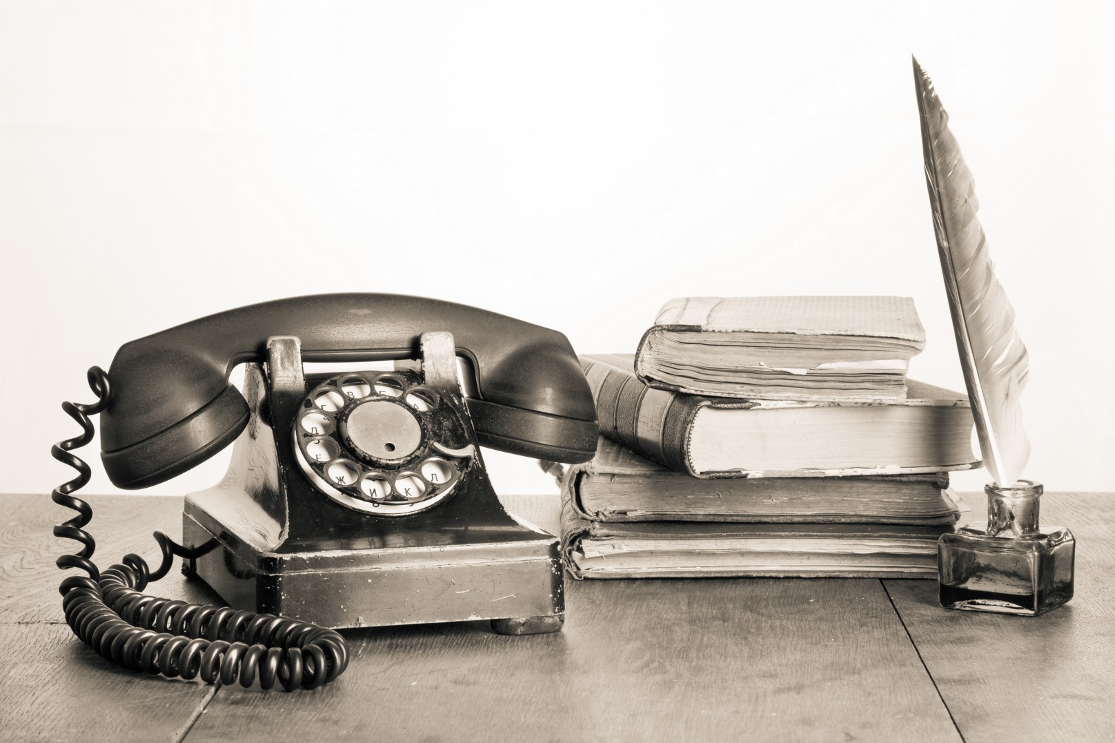 telephone and books